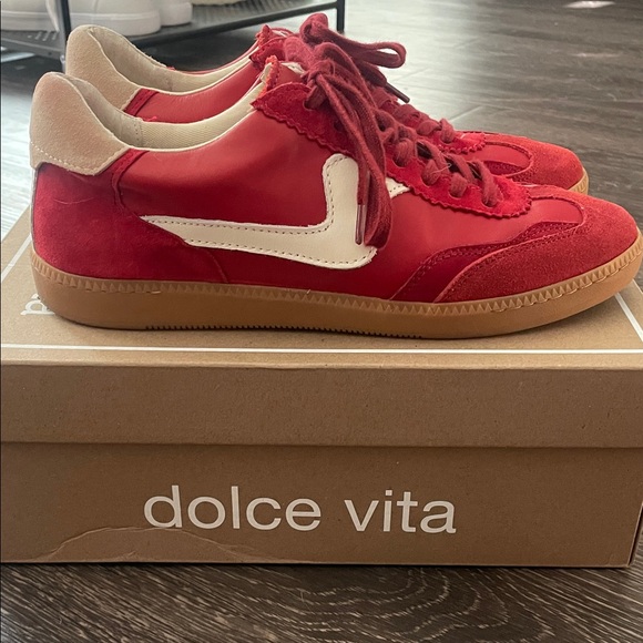 Dolce Vita Red and Cream Sneakers - Picture 2 of 5